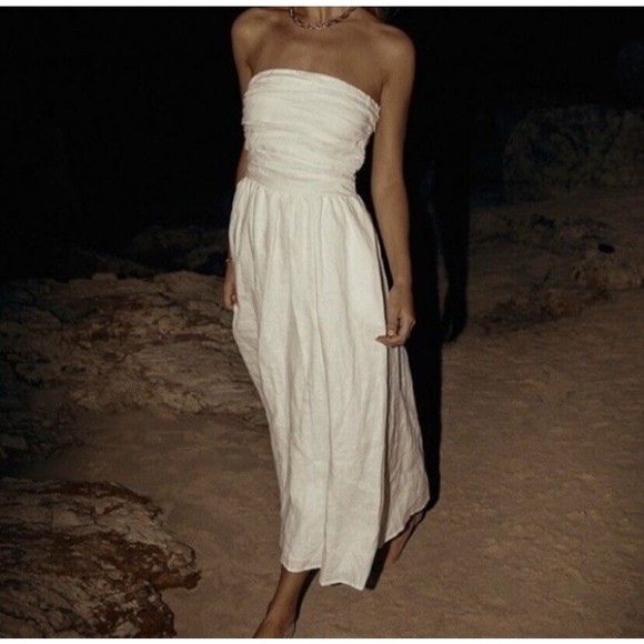 DISSH NEW Lexi White Linen Midi Dress Size US 12 AU 16 - Picture 9 of 16